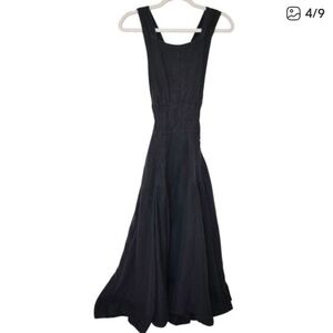 Anthropologie Aureta Black Crossback Linen Maxi Dress M